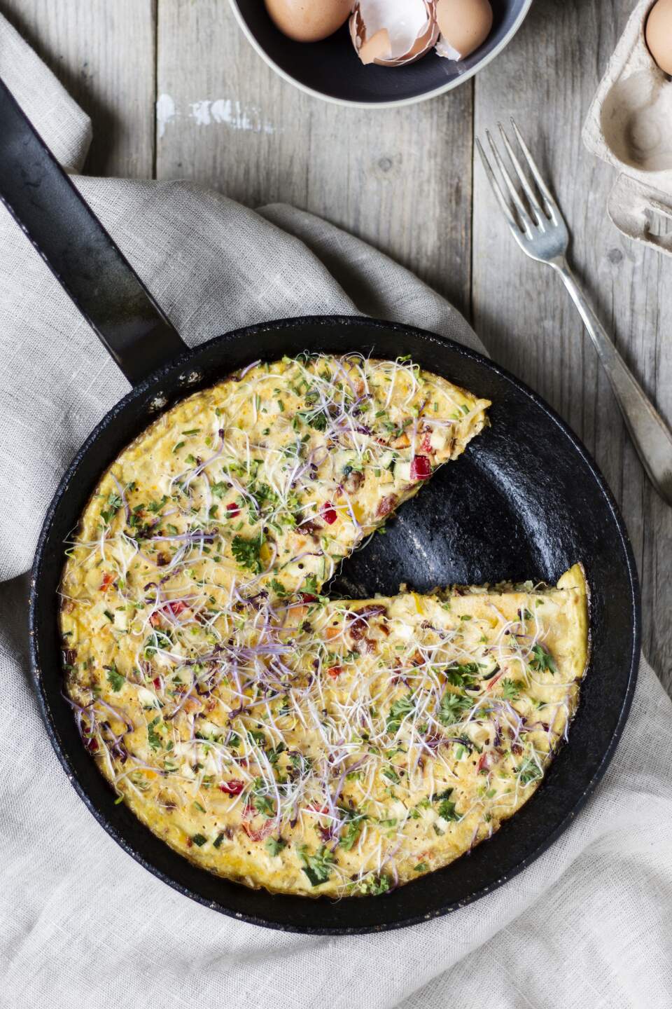 Groentefrittata met gekookte haverkorrels